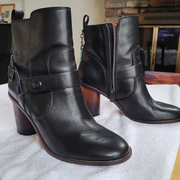 Coach moto heeled boots, size 10 - Picture 2 of 4